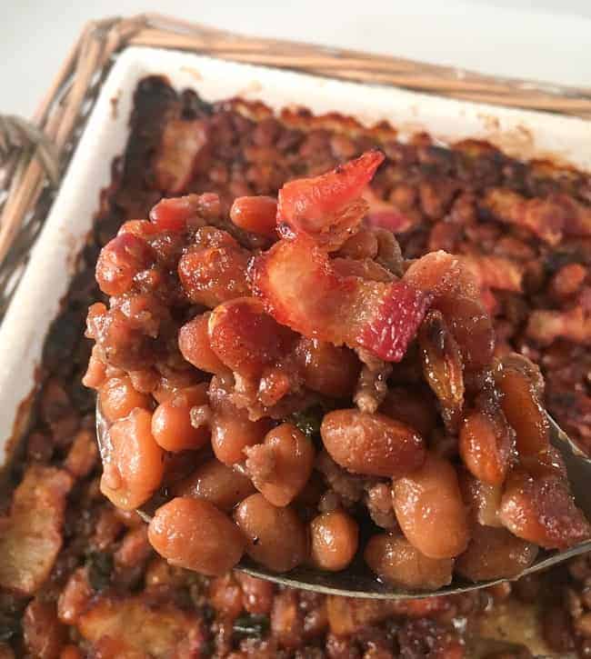 Easy Baked Beans With Ground Beef Bacon And Brown Sugar