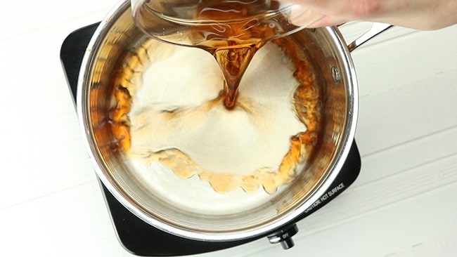 add balsamic vinegar and maple syrup to pot
