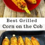 picture of southern grilled corn on the cob on red plate