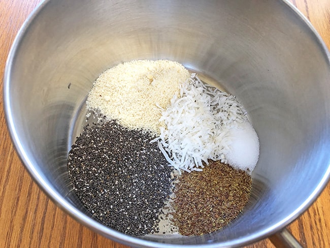 Low carb oatmeal ingredients in saucepan