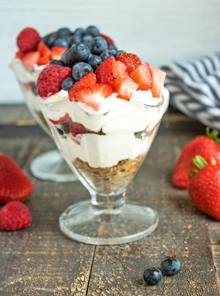 yogurt and berries in parfait glass