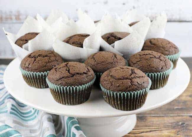 muffins on white cake plate