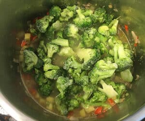 add frozen broccoli to pot