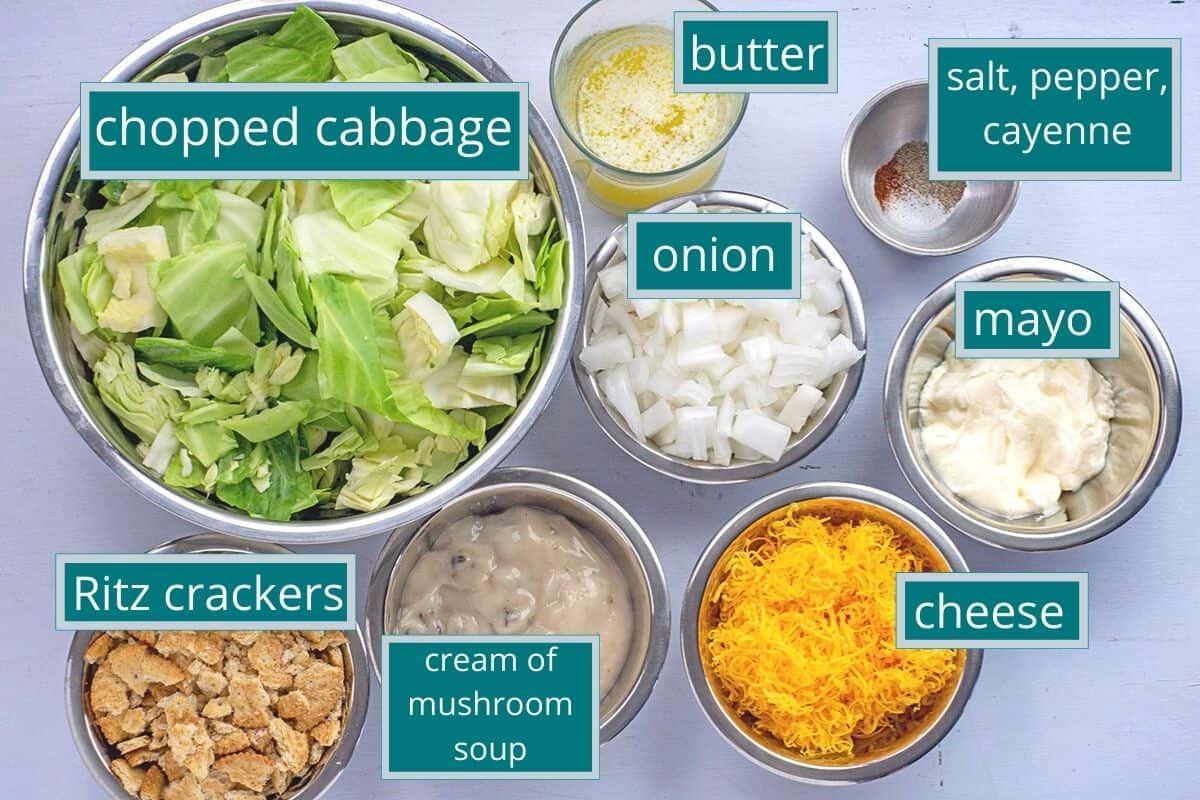 ingredients measured out in silver bowls on countertop