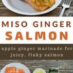 cooked salmon with miso ginger topping