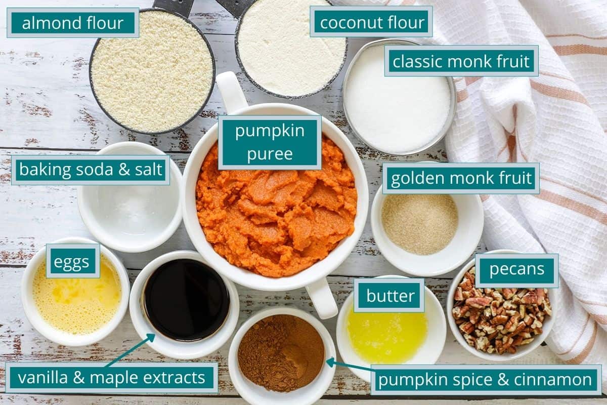 all ingredients measured out in white bowls on counter top