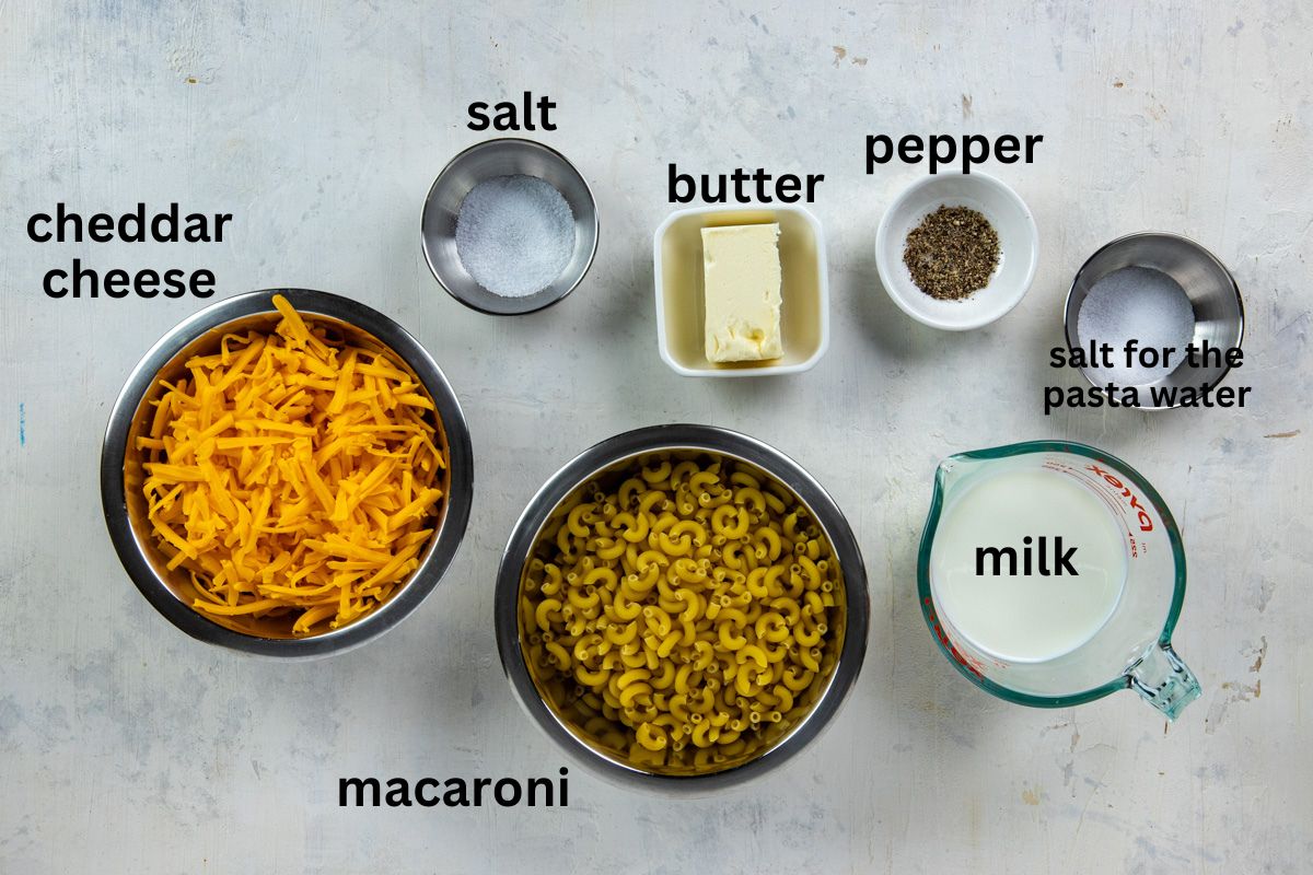 Ingredients measured out in individual containers on counter.