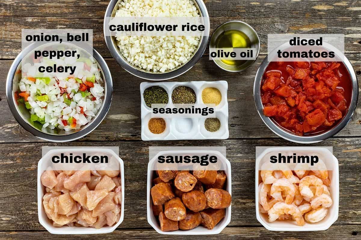 ingredients measured out in individual containers on counter top