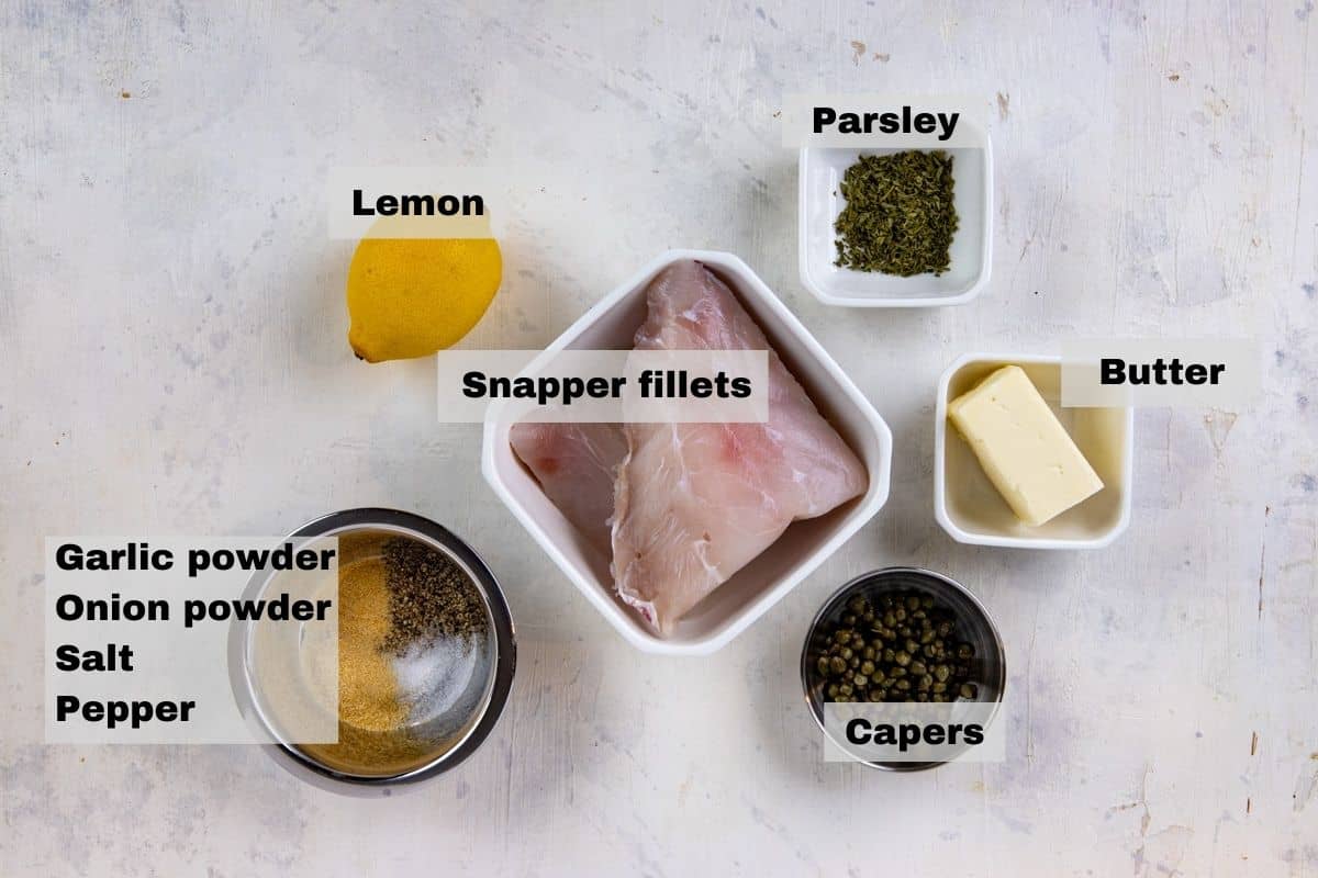 Ingredients measured out in individuals containers