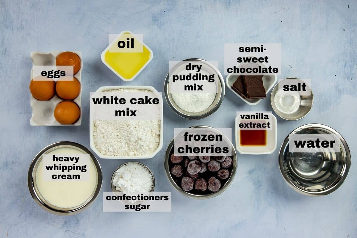 ingredients measured out in individual bowls on counter top