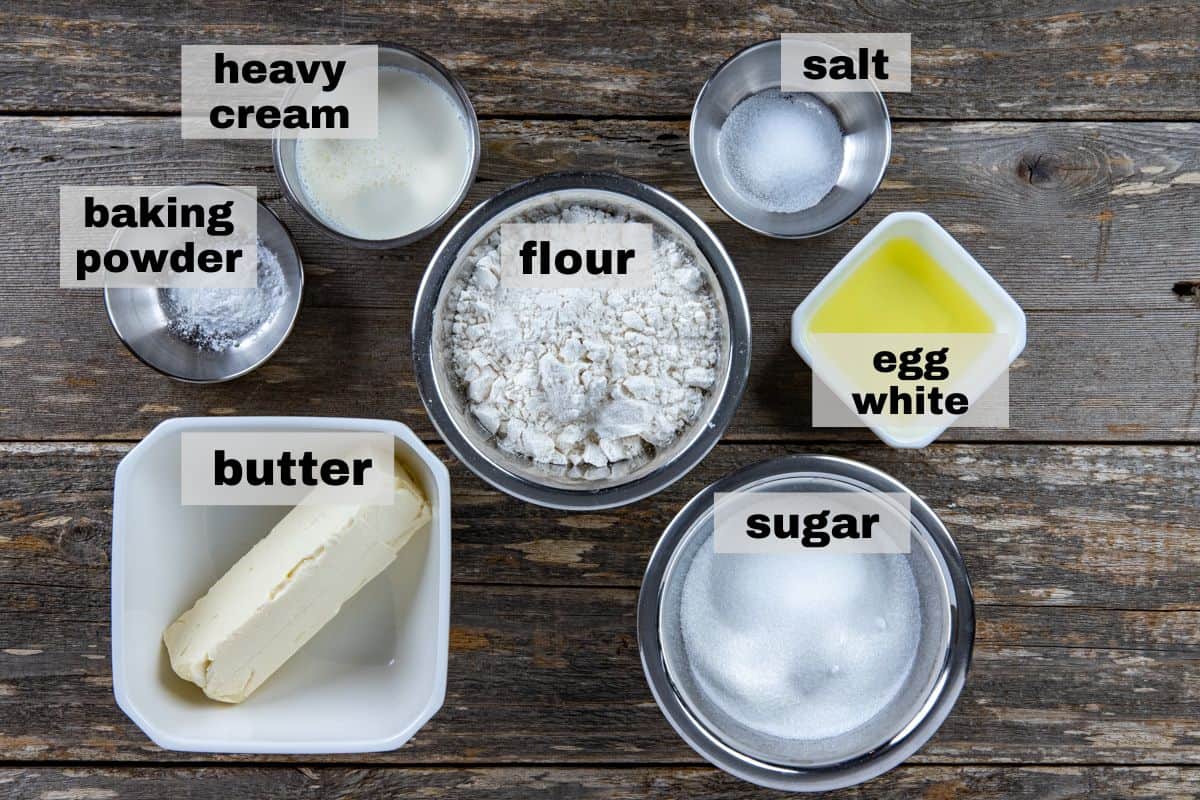 Crust ingredients measured out in individual containers