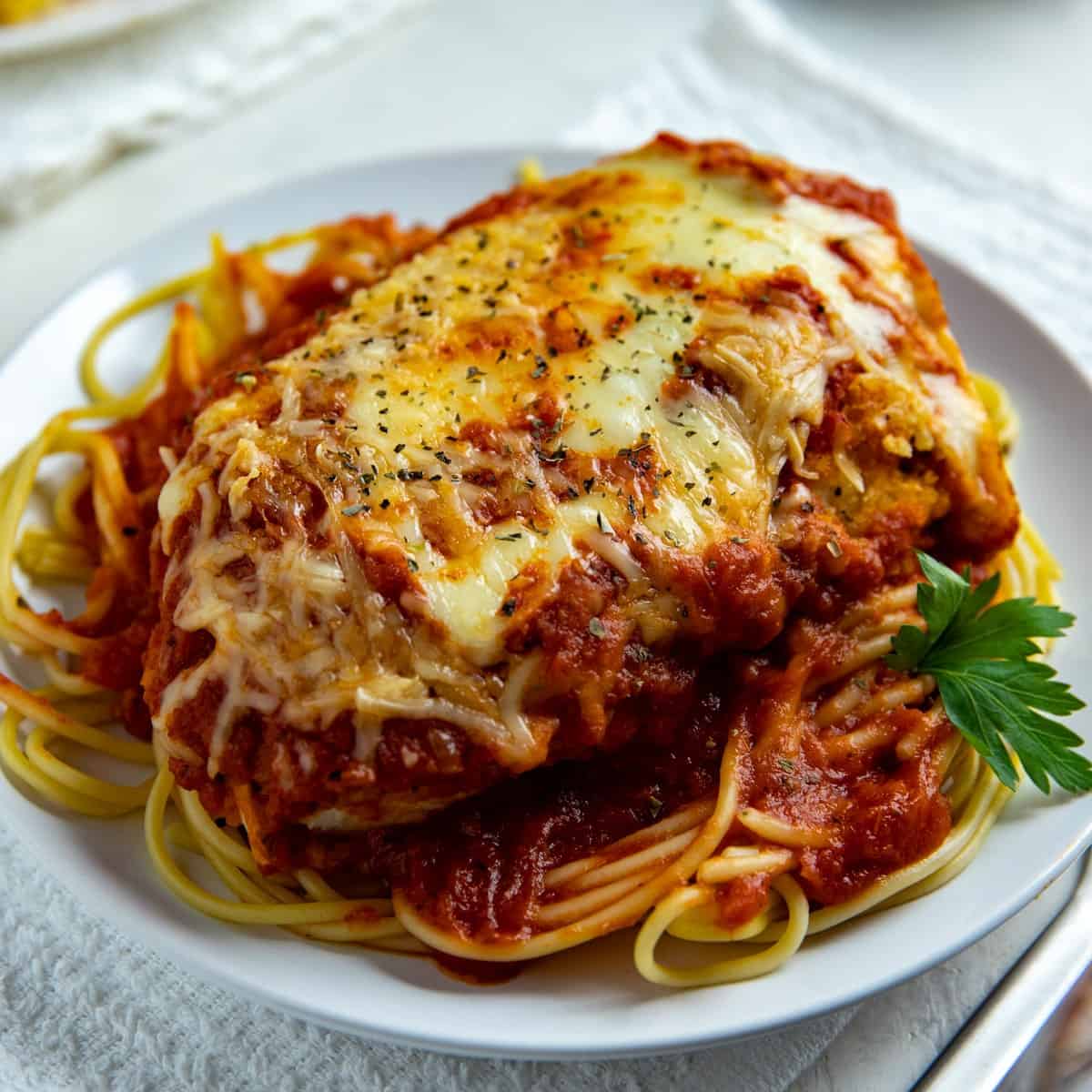Easy Crispy Chicken Parmesan Spaghetti 