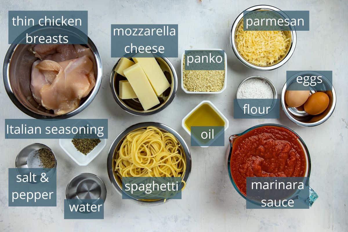 ingredients measured out in individual bowls on counter top.