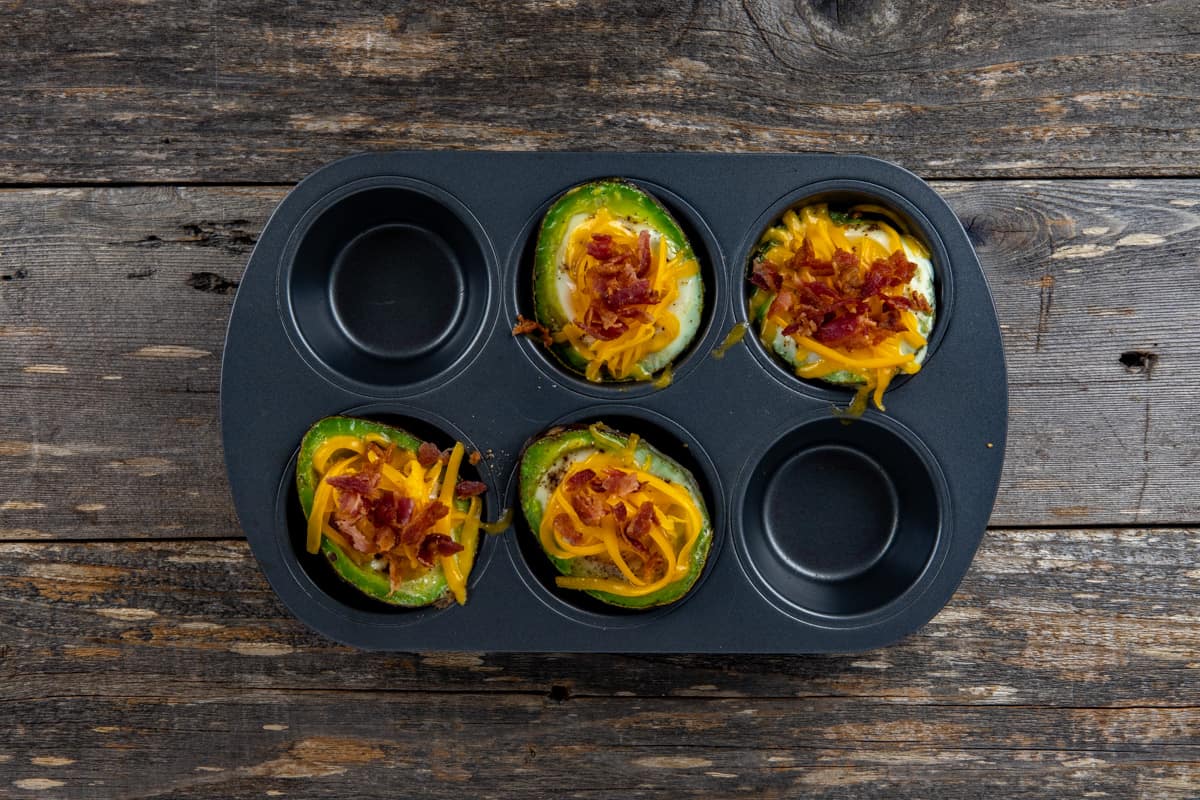 Baked avocados in muffin pan.