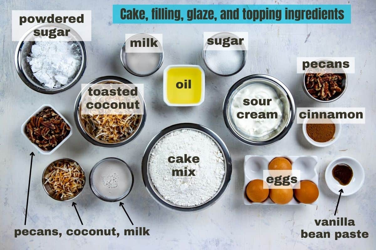 All ingredients measured out in individual containers.