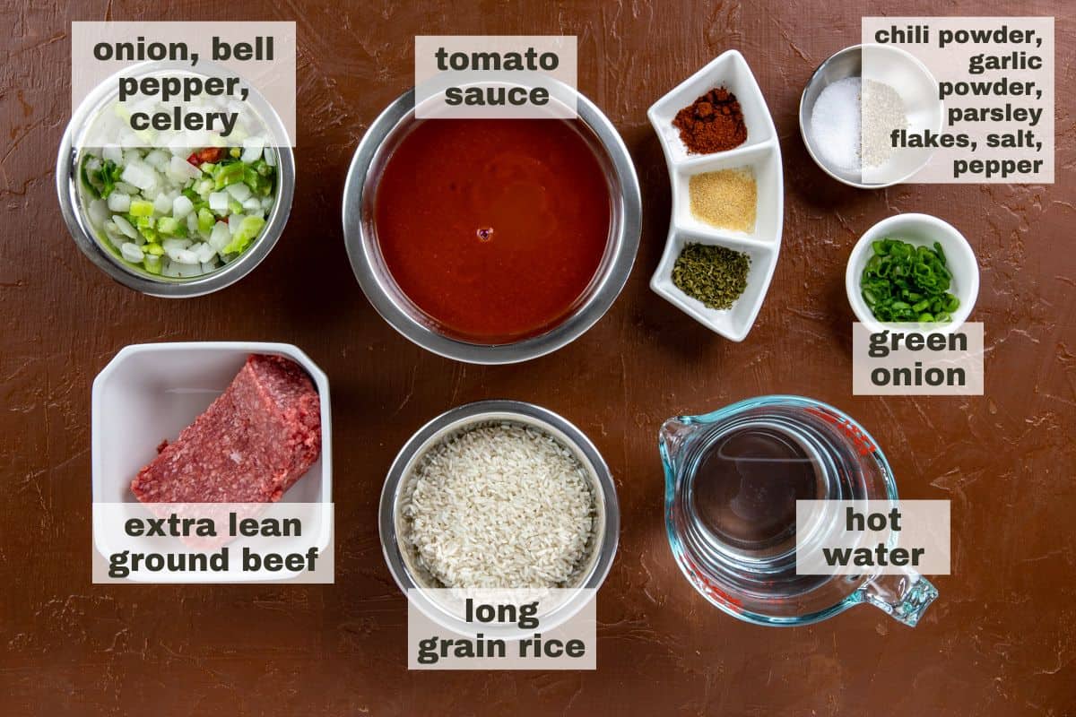 Ingredients measured out in individual containers.