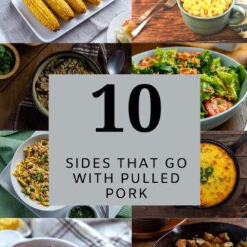 Photo collage of 10 side dishes that go with pork.