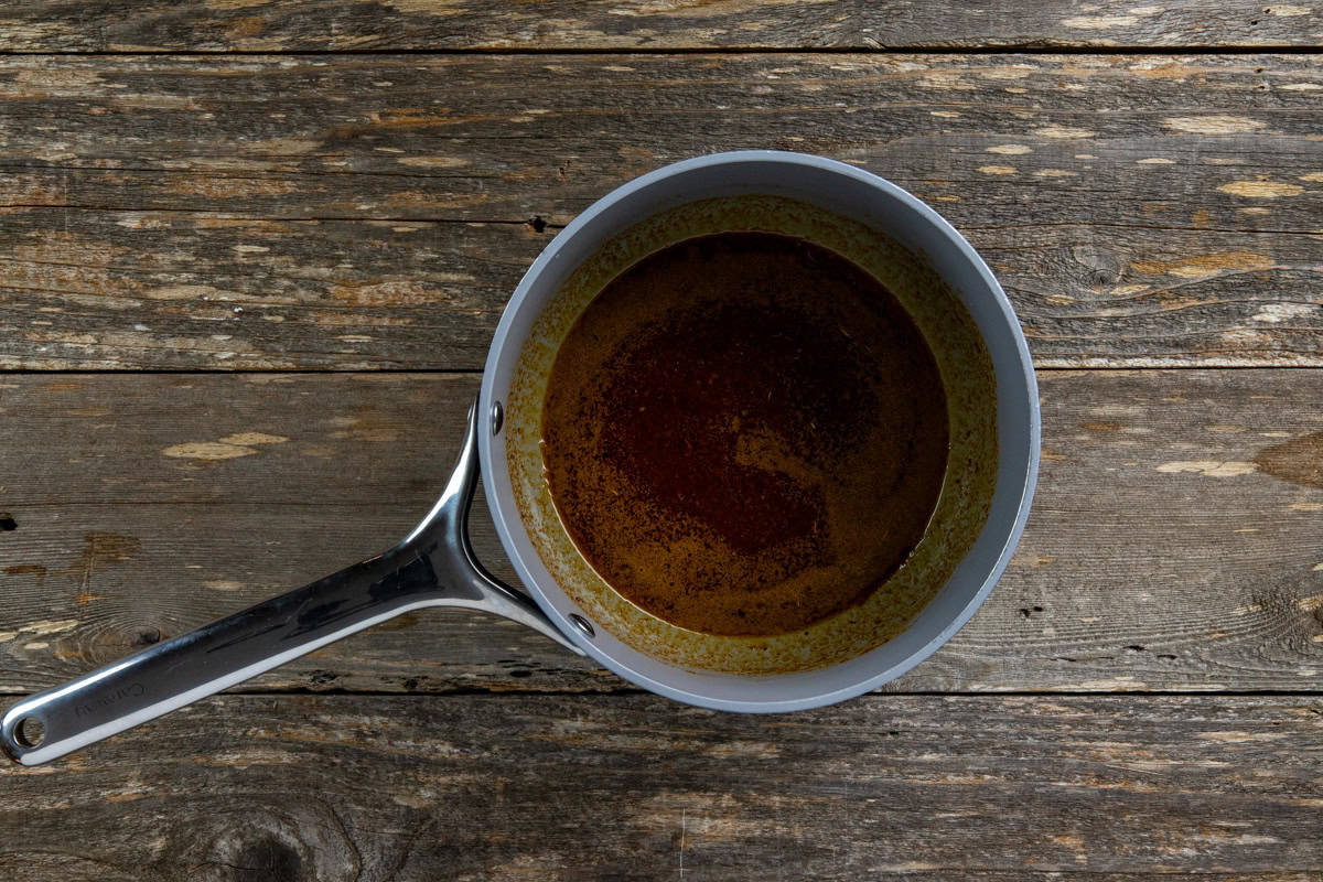 Butter and seasonings in a small sauce pan.