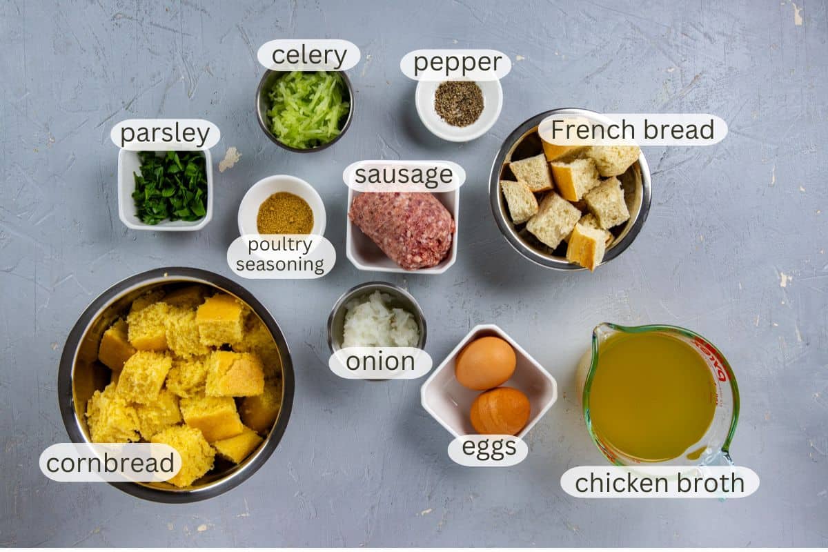 Individual ingredients measured out in separate containers.