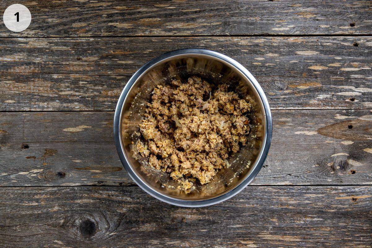 Blended ingredients in a bowl.