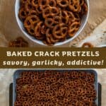 Images of crack pretzels for saving to Pinterest.