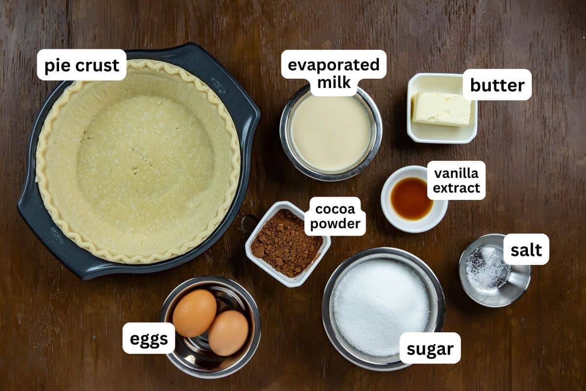 A labeled photo of ingredients measured out in individual containers.