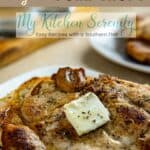 Image of buttermilk brined pork chops for saving to Pinterest.