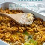 Image of baked cabbage casserole for saving to Pinterest.