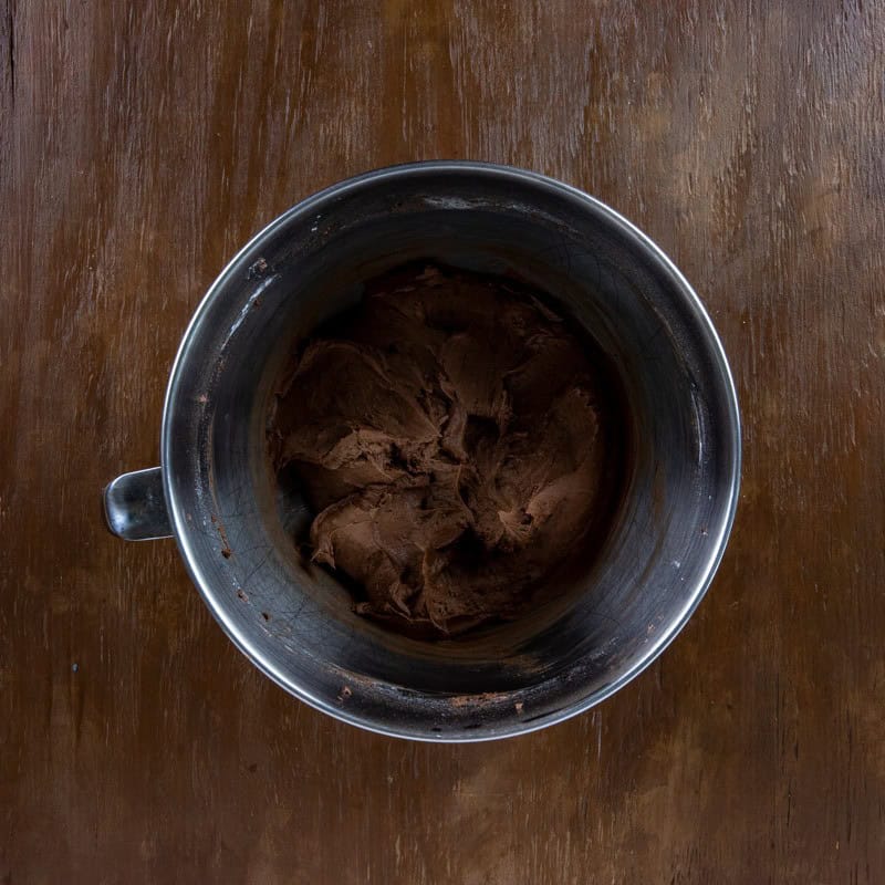 Powdered sugar blended into the cocoa powder mixture.