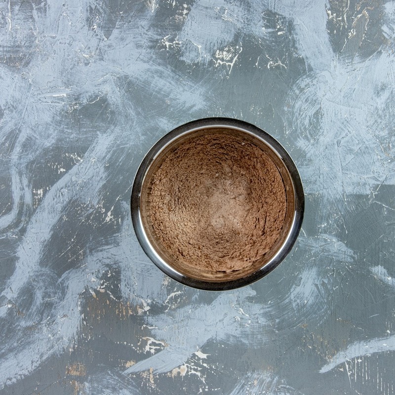 Flour, cocoa, baking powder, and salt in a small bowl.