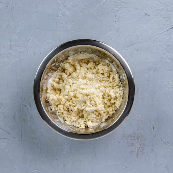 Lemon crumb topping in a mixing bowl.