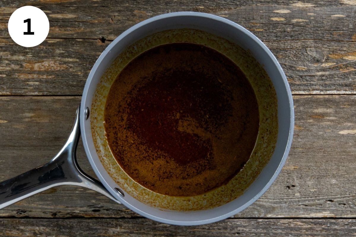 Butter and seasonings in a small sauce pan.
