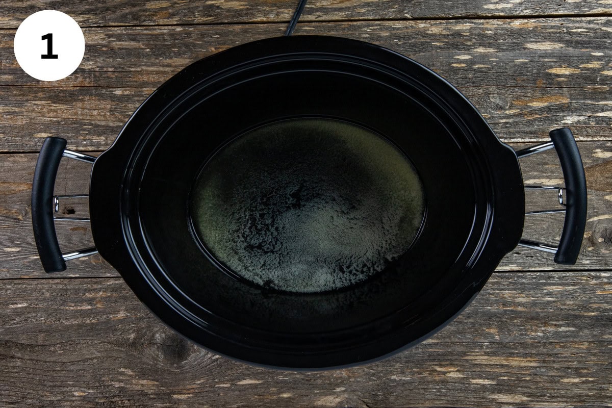 Melted butter in crock pot.