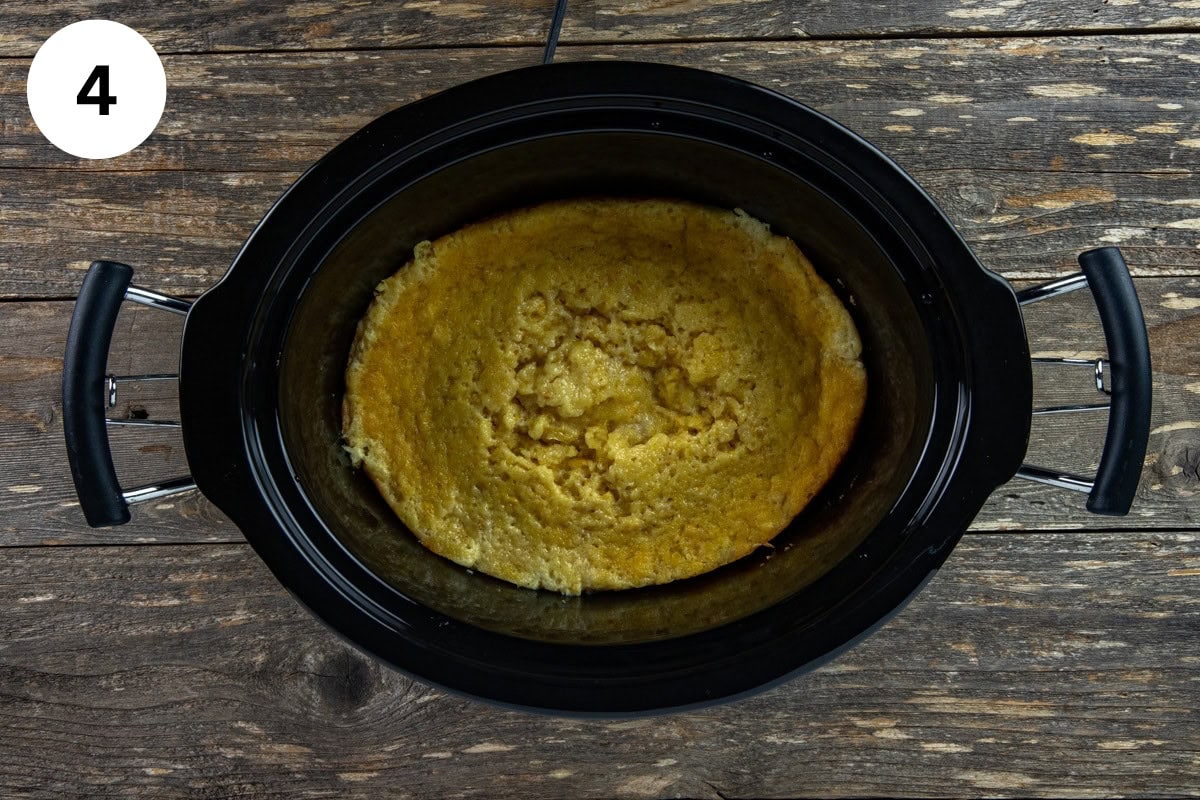 Baked casserole in crock pot.