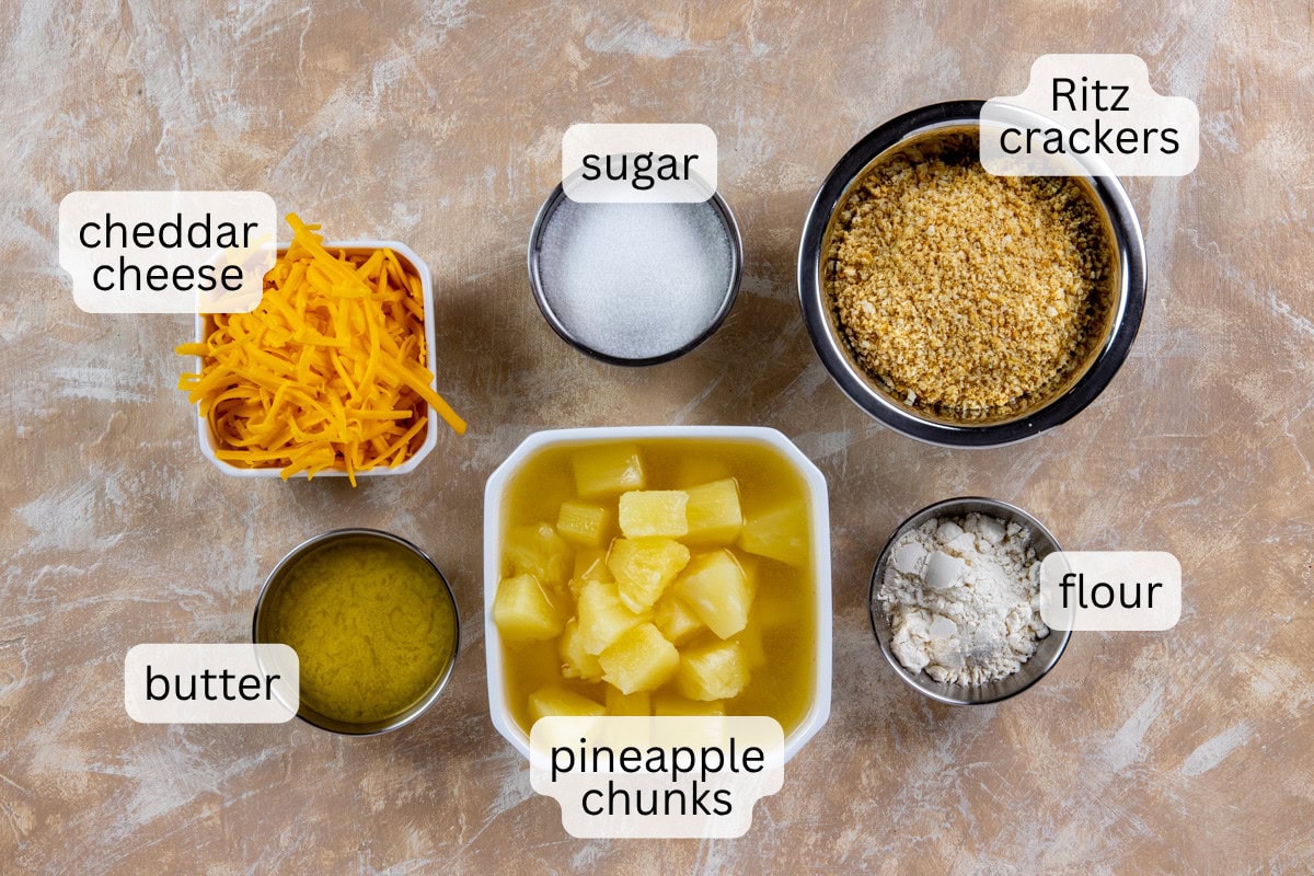 Individual ingredients measured out in containers.